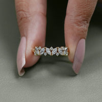 Marquise And Round Diamond Half Eternity Band