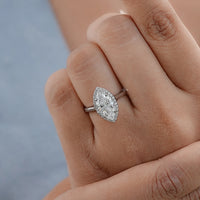 0.50 To 3.00 CT Marquise Cut Lab Diamond Halo Ring