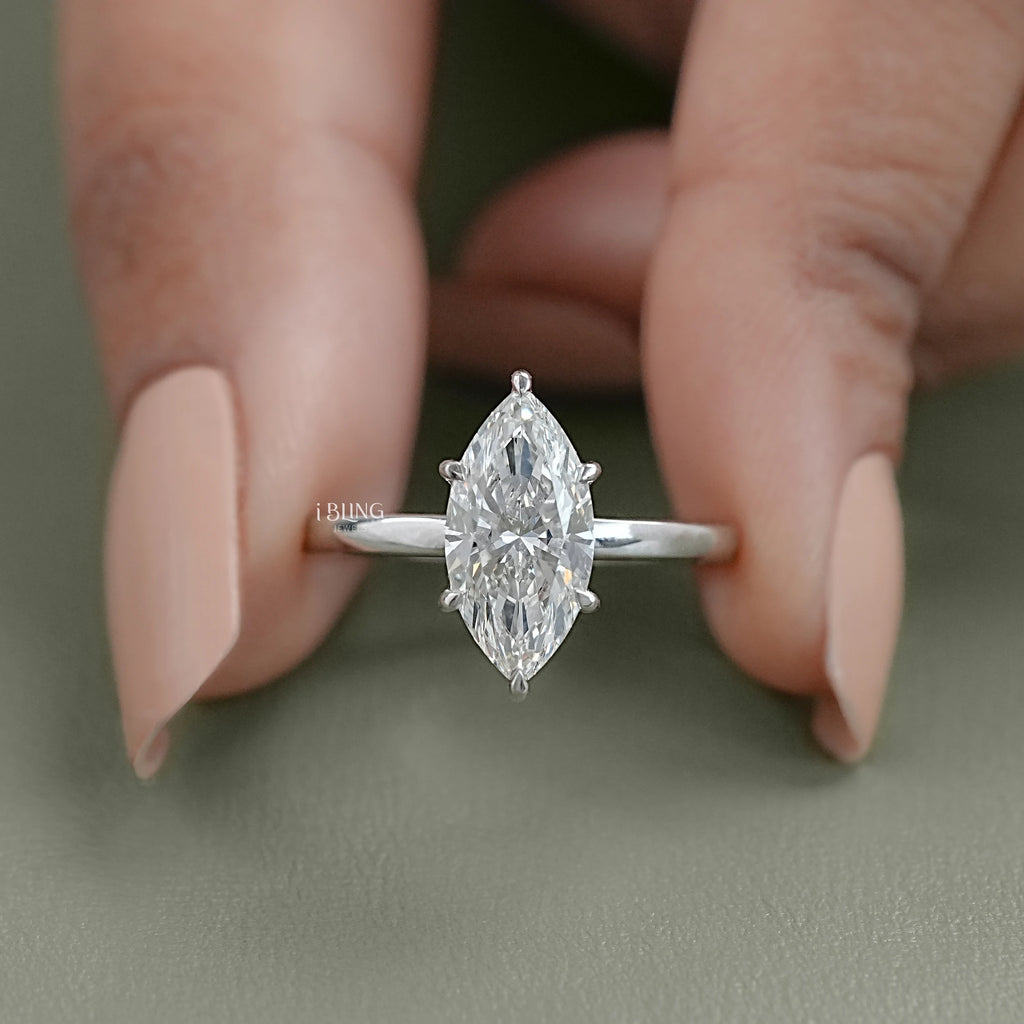Marquise Cut Lab Diamond Solitaire Ring