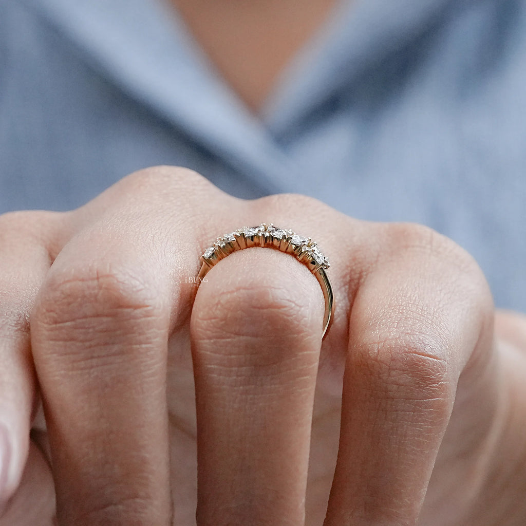Marquise And Round Diamond Half Eternity Band