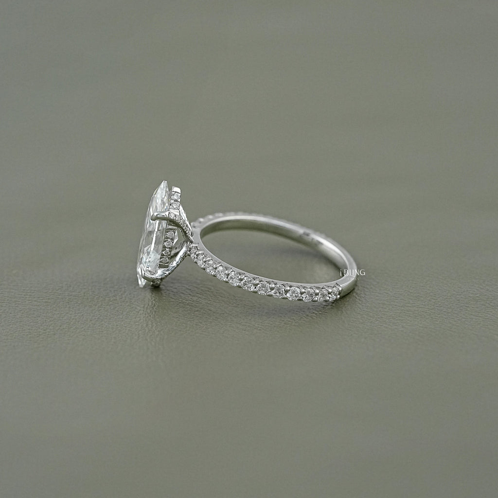 Marquise Cut Lab Diamond Solitaire Accent Ring
