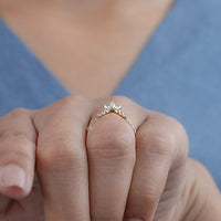 Marquise And Round Diamond Curved Wedding Band