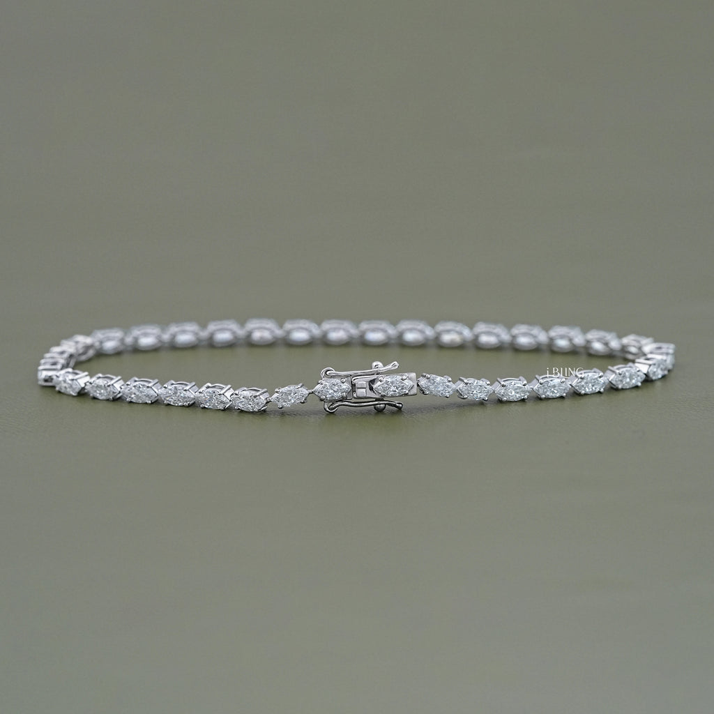Marquise Cut Lab Grown DIamond Bridal Tennis Bracelet