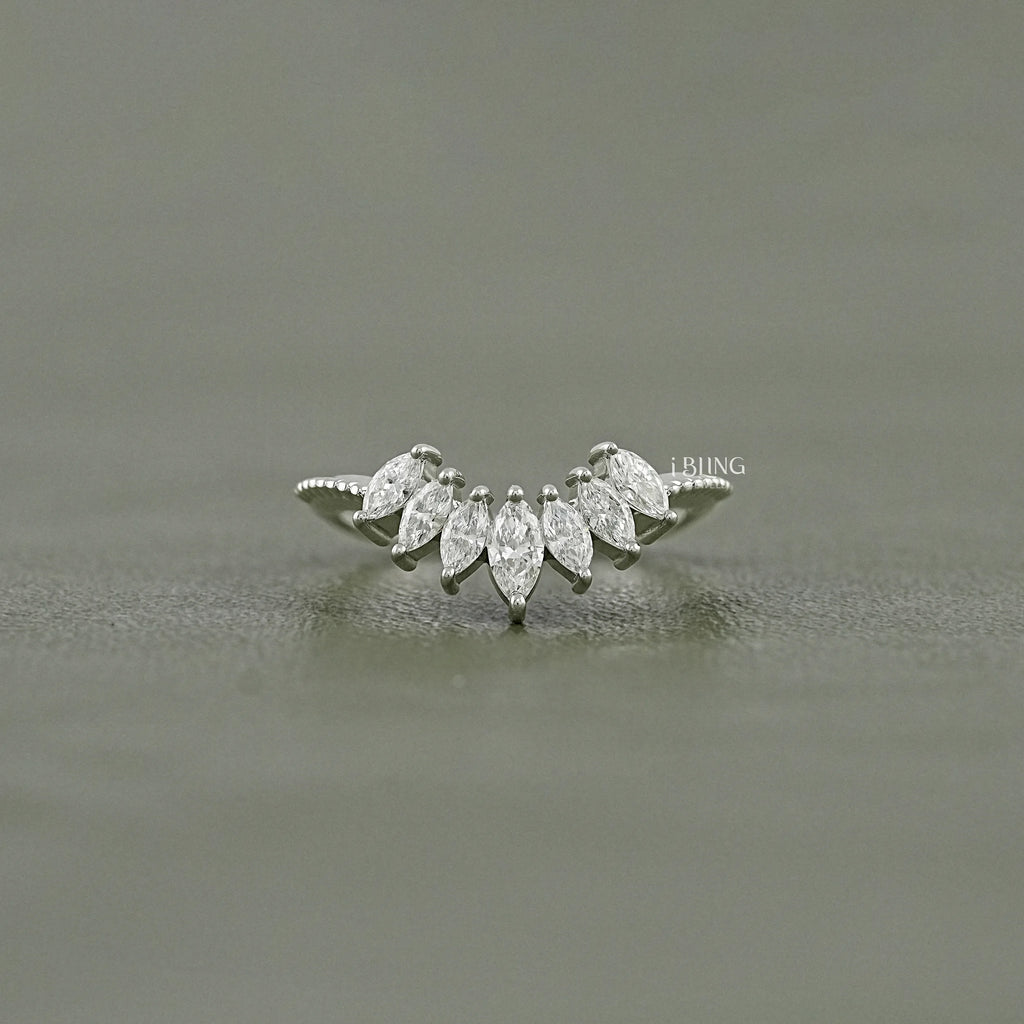 Marquise-Cut Lab Grown Diamond Curved Band