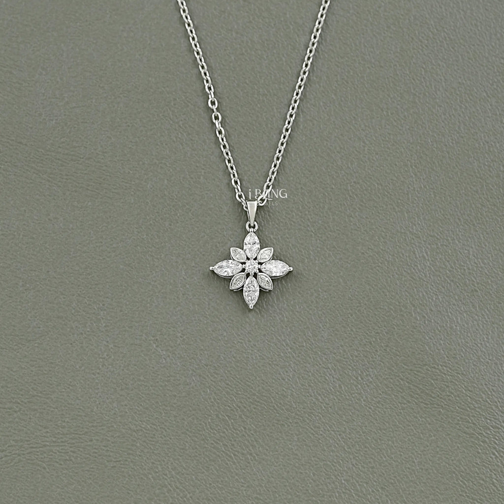 Marquise Cut Lab Diamond Floral Shape Pendant