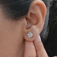Marquise and Round Diamond Floral Stud Earrings