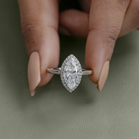 0.50 To 3.00 CT Marquise Cut Lab Diamond Halo Ring