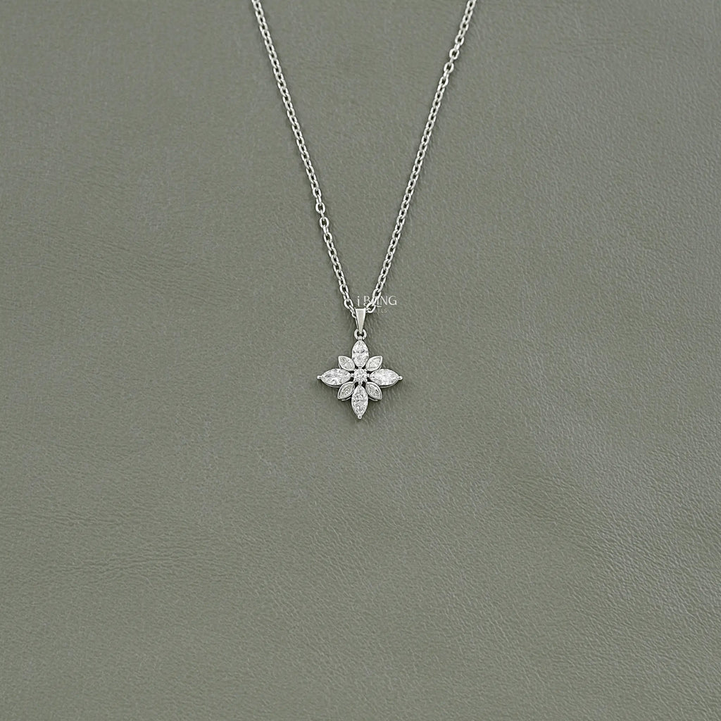 Marquise Cut Lab Diamond Floral Shape Pendant