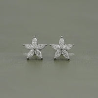 Marquise Cut Lab Grown Diamond Floral Shape Earrings