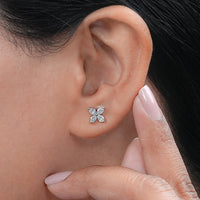 Marquise Lab Diamond Floral Stud Earrings