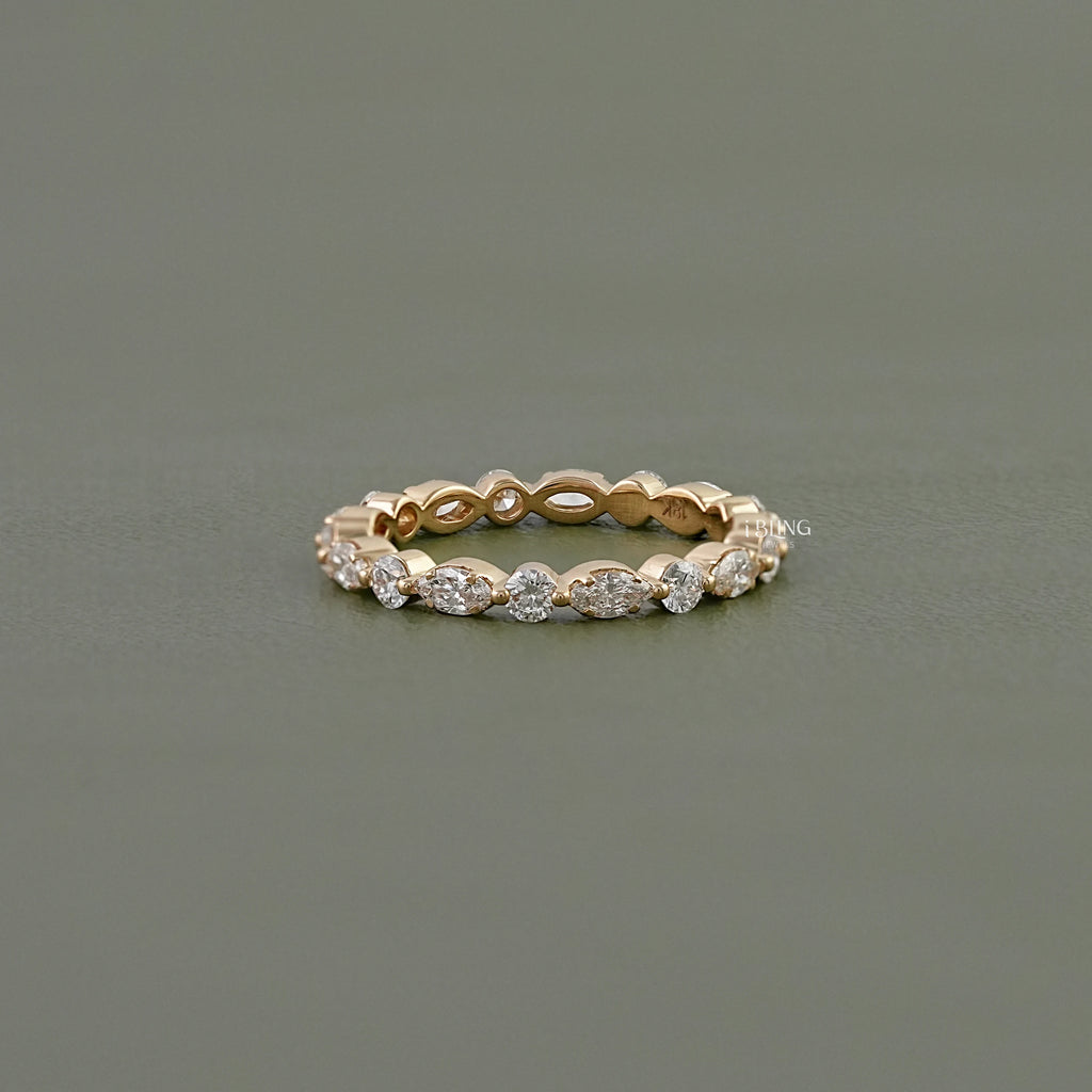 Marquise & Round Lab Grown Diamond Wedding Band