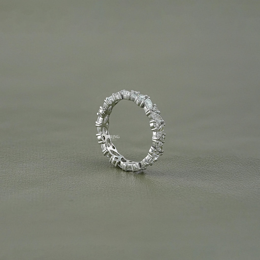 Marquise And Round Diamond Eternity Wedding Band