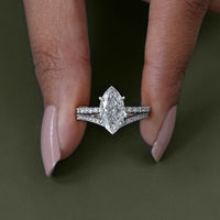 Marquise Cut Lab Diamond Accent Bridal Ring Sets