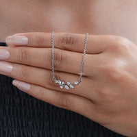 Marquise Cut Lab Diamond Floral Leaf Necklace