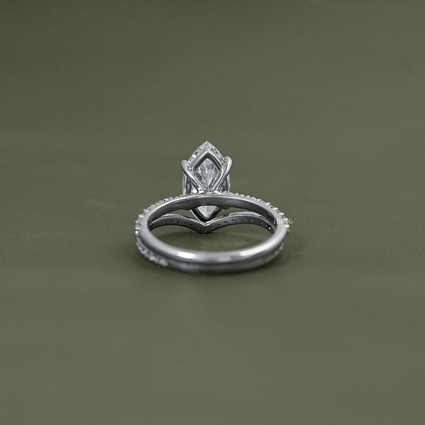 Marquise Cut Lab Diamond Accent Bridal Ring Sets