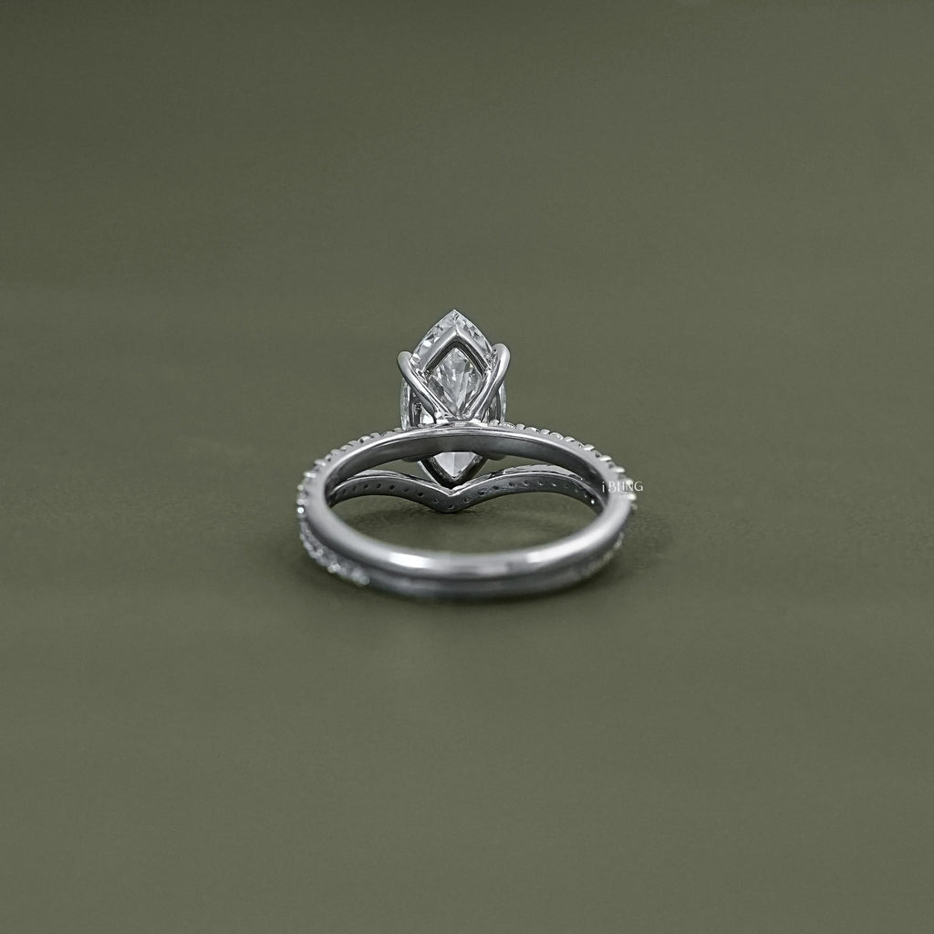 Marquise Cut Lab Diamond Accent Bridal Ring Sets