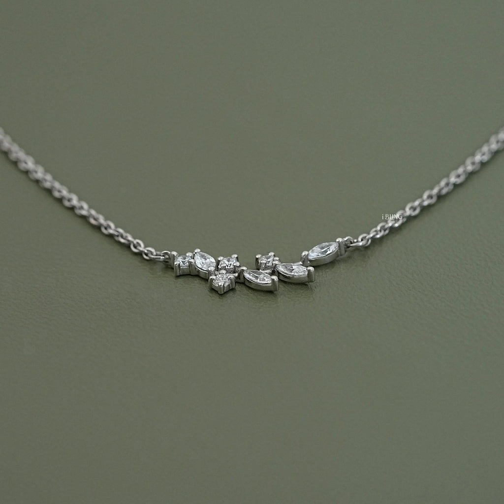 Marquise Cut Lab Diamond Floral Leaf Necklace
