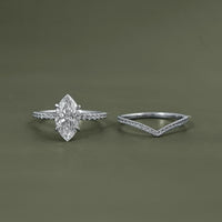Marquise Cut Lab Diamond Accent Bridal Ring Sets