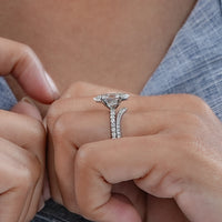 Marquise Cut Lab Diamond Accent Bridal Ring Sets