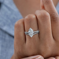 Marquise Cut Lab Diamond Accent Bridal Ring Sets