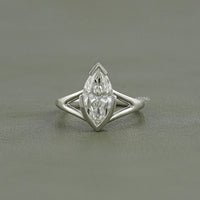 Marquise Lab Diamond Split Shank Solitaire Ring