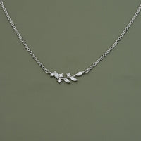 Marquise Cut Lab Diamond Floral Leaf Necklace