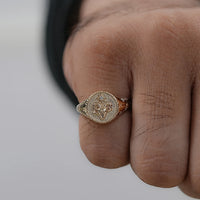 Aries Zodiac Diamond Signet Ring