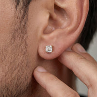 Asscher Cut Lab Grown Diamond Stud Earrings