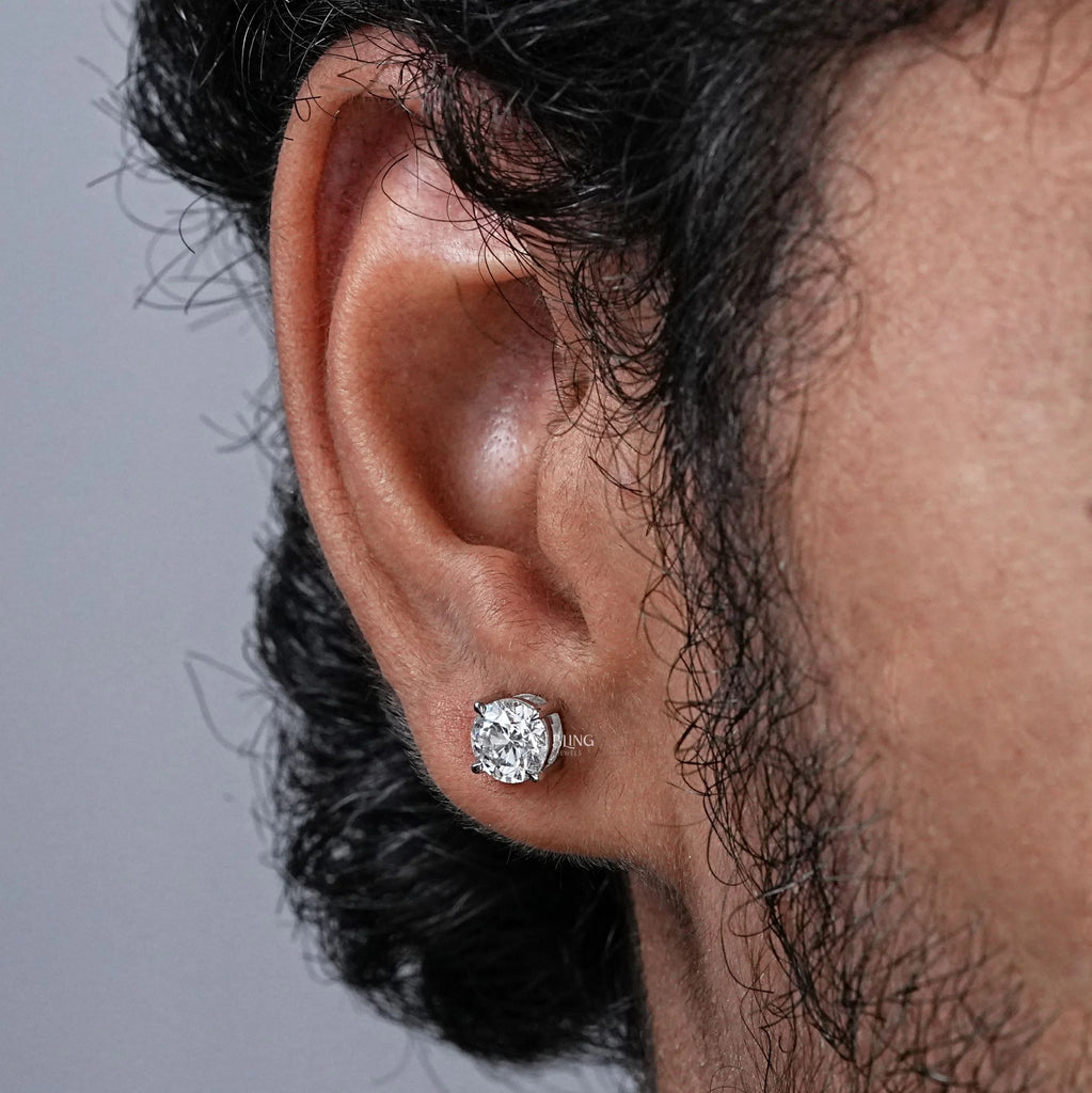 Round Lab Grown Diamond Men's Stud