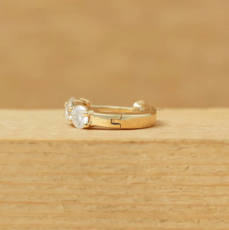 Round Cut Lab Diamond Men's Hoop Earrings