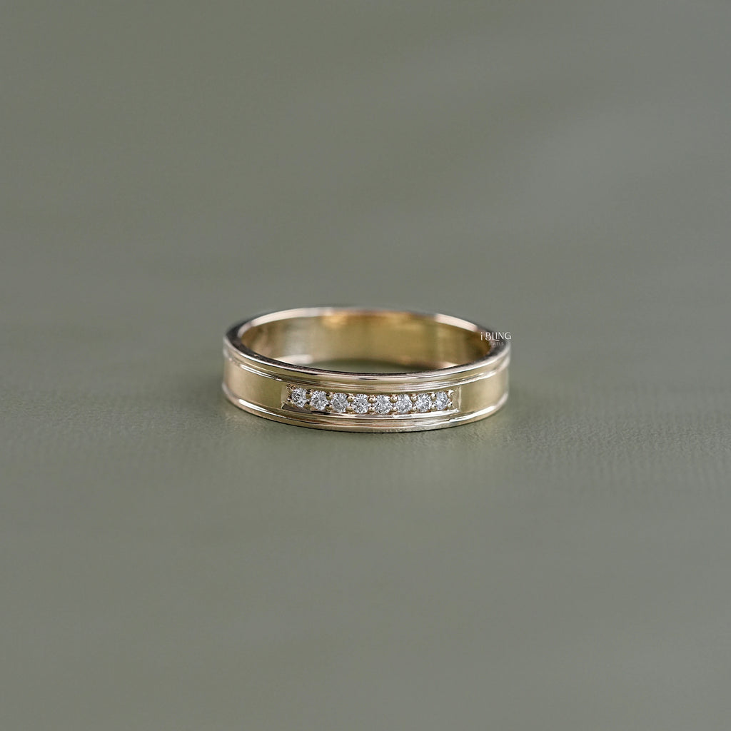 Round Lab Diamond Men's Wedding Band