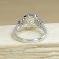 Three Stone Cushion Moissanite Bezel Set Ring