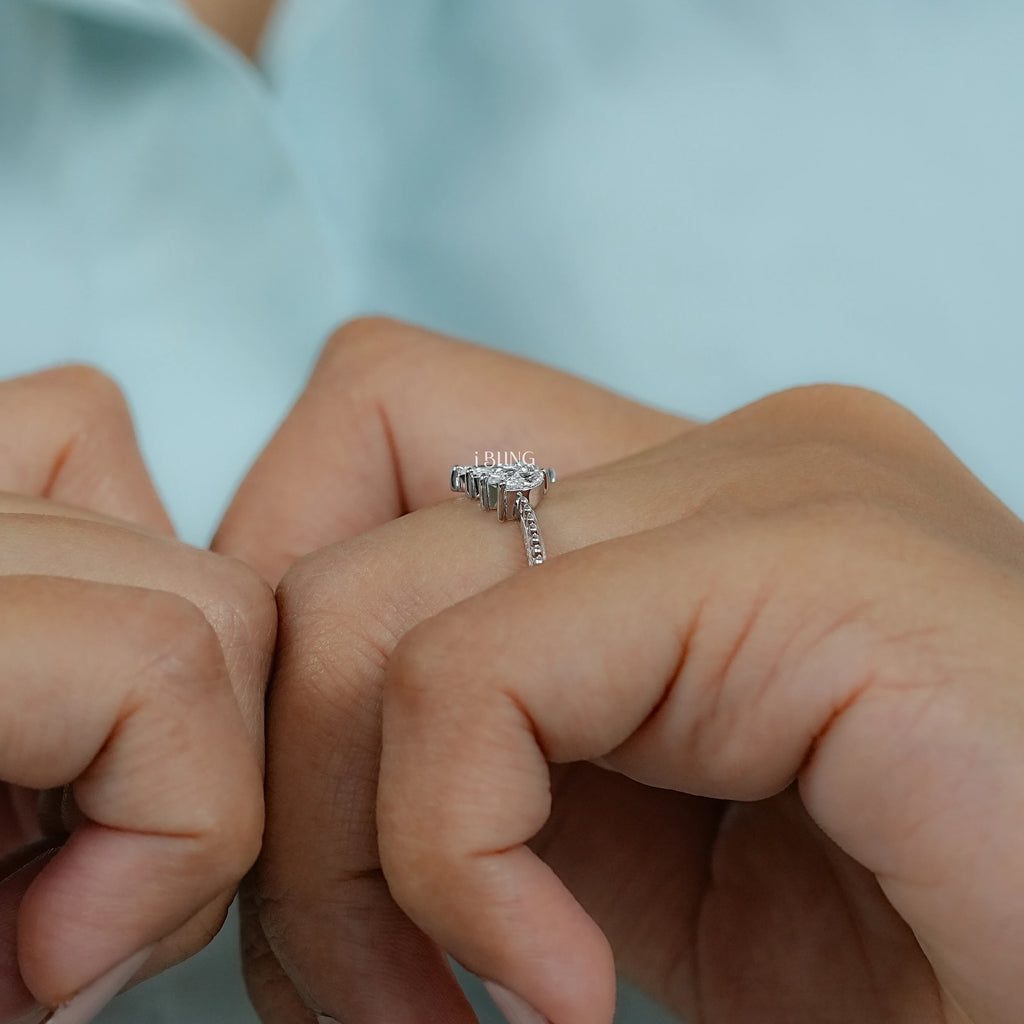 Marquise-Cut Lab Grown Diamond Curved Band