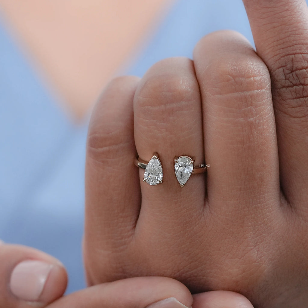Two Stone Pear Diamond Toi Et Moi Engagement Ring