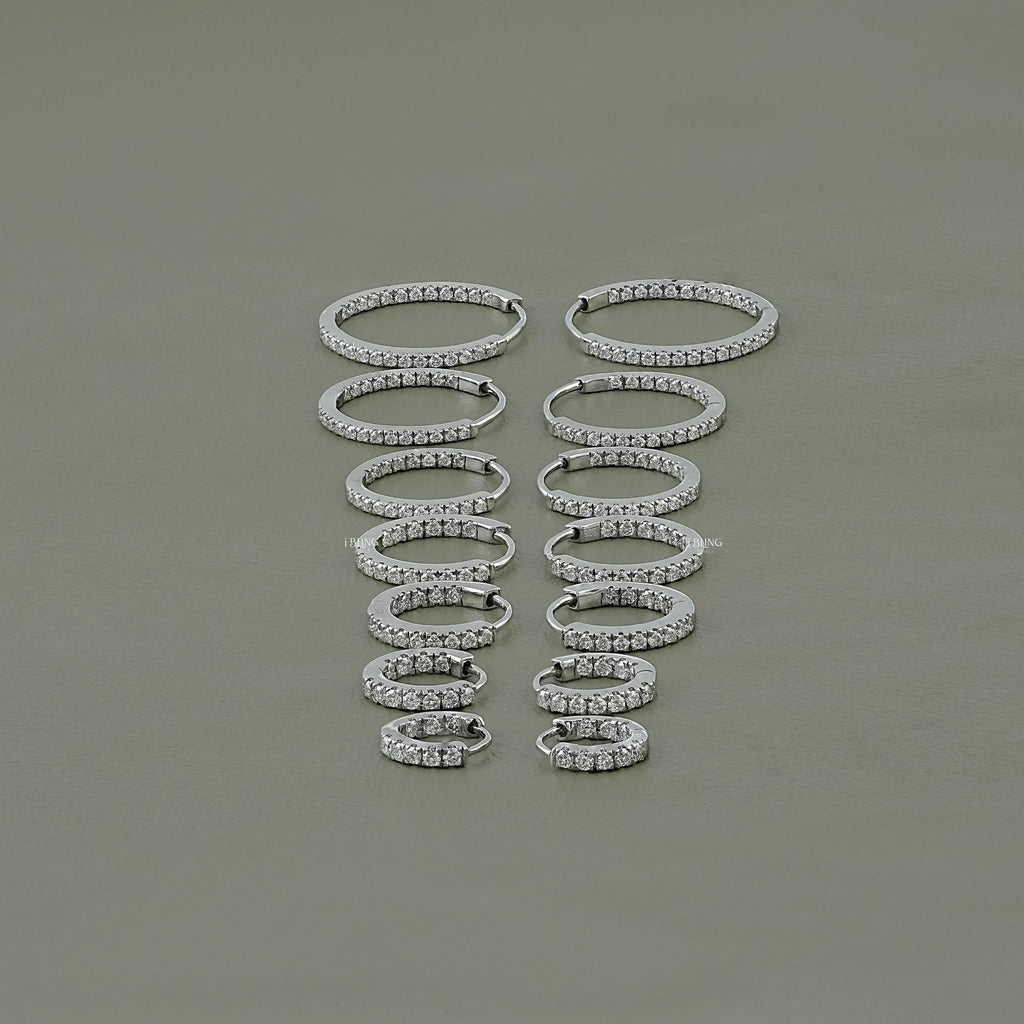 Round Moissanite In-Out Hoop Earrings
