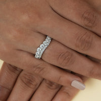 Round Moissanite Double Row Curved Wedding Band