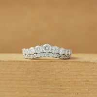 Round Moissanite Double Row Curved Wedding Band