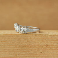 Round Moissanite Double Row Curved Wedding Band