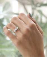 Three Stone Heart Cut Moissanite Engagement Ring