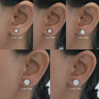 Round Moissanite Solitaire Diamond Stud Earrings
