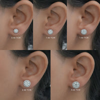 Round Moissanite Diamond Halo Stud Earrings