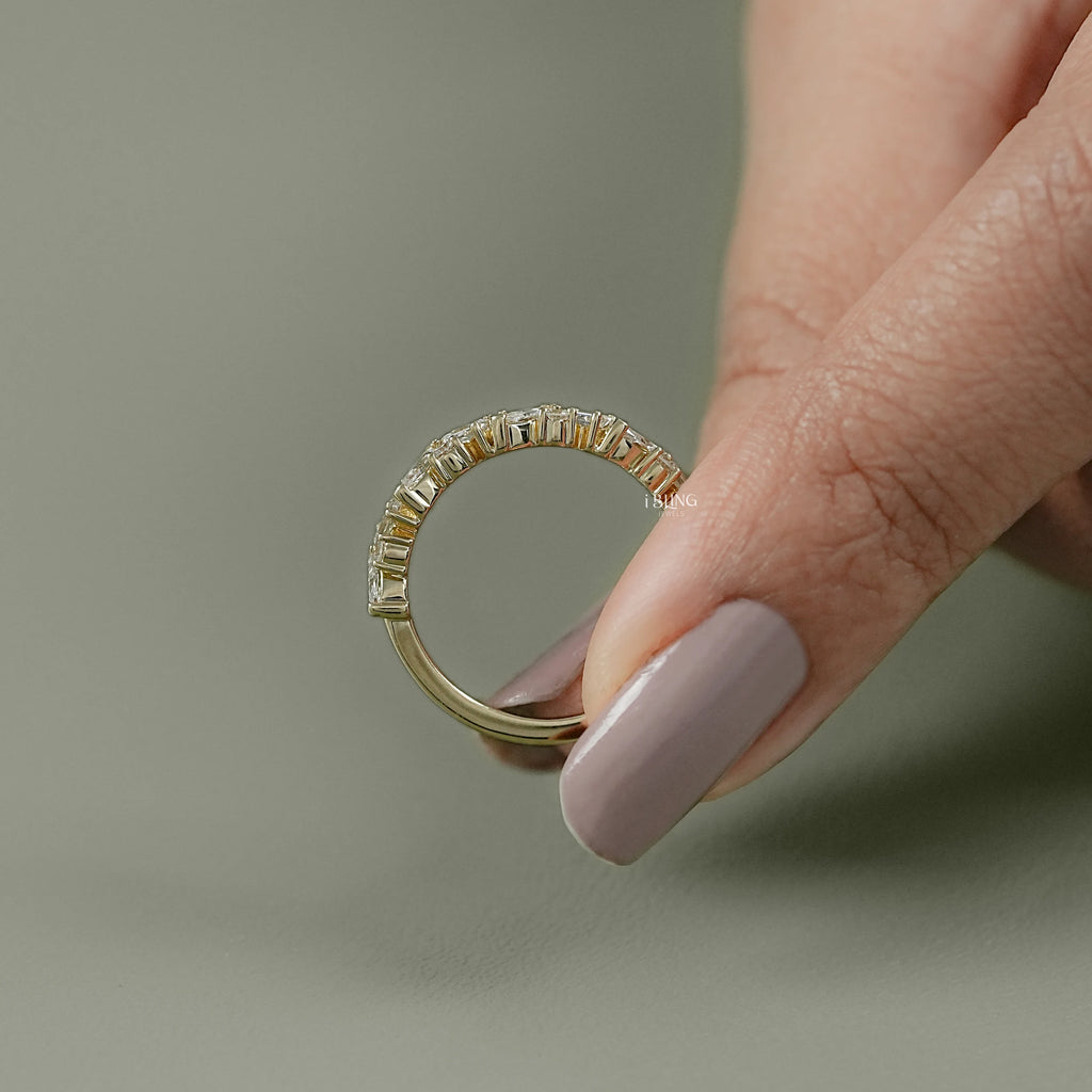 Multi Shape Lab Diamond Half Eternity Band