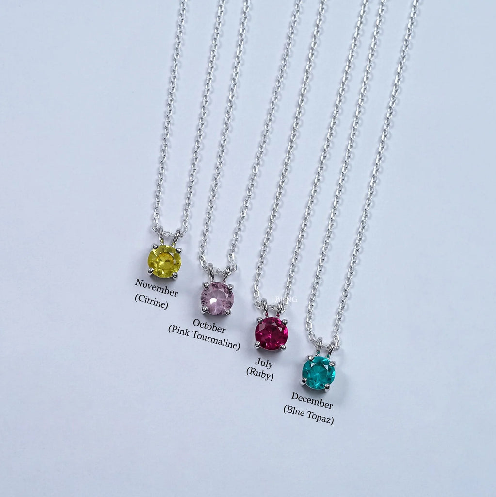 Solitaire Round Cut Gemstone Pendant