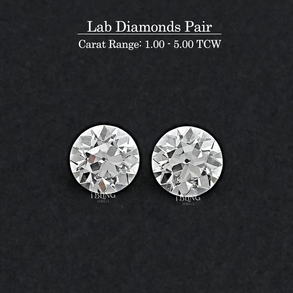 Old European Round Lab Grown Diamond Matching Pair