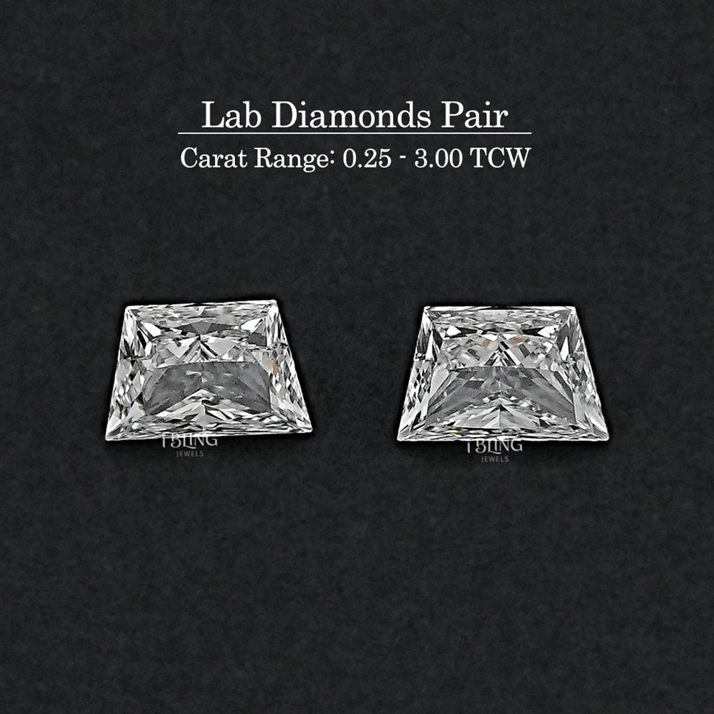 Brilliant Trapezoid Cut Lab Diamond Matching Pair