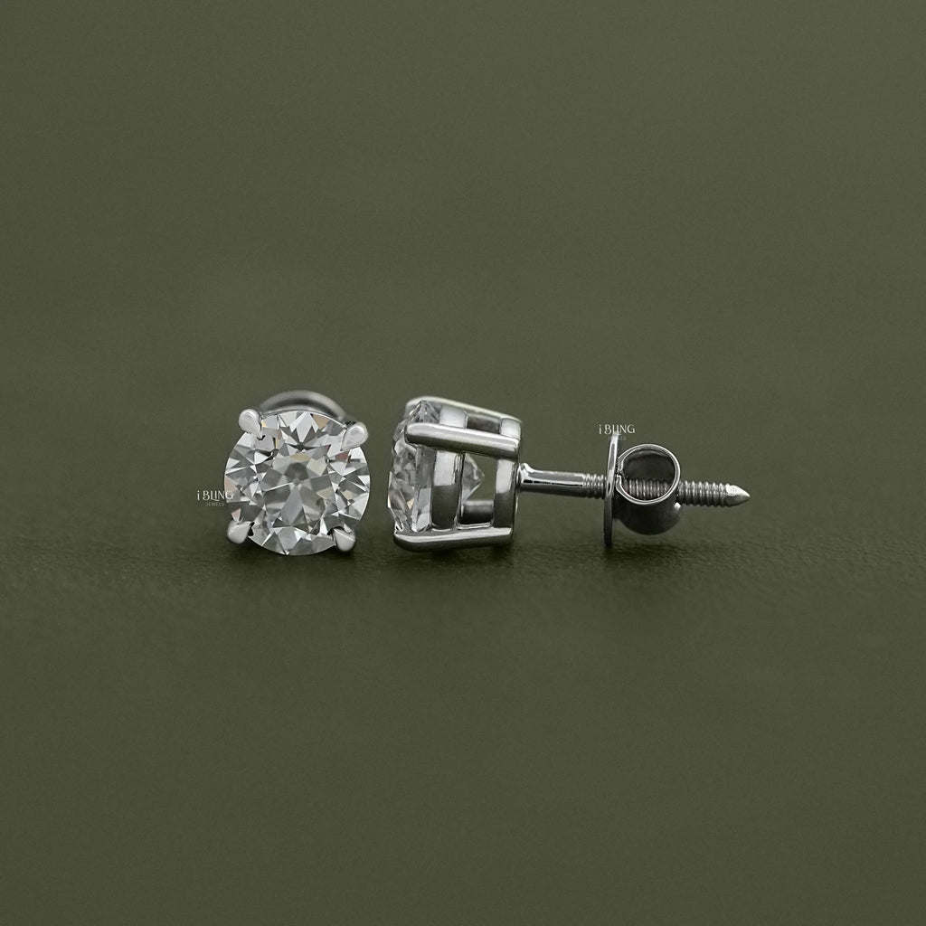 Old European Round Cut Stud Earrings