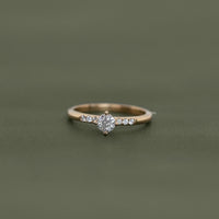 Old European Cut Accent Diamond Engagement Ring