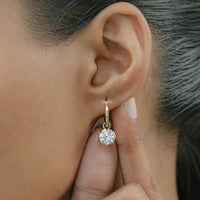 Old European Round Cut Drop Hoop Earrings