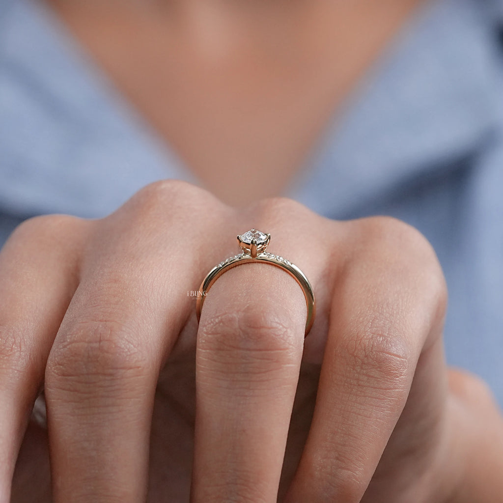 Old European Cut Accent Diamond Engagement Ring