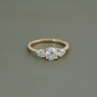 Three Stone OEC Round Cut Lab Diamond Engagement Ring